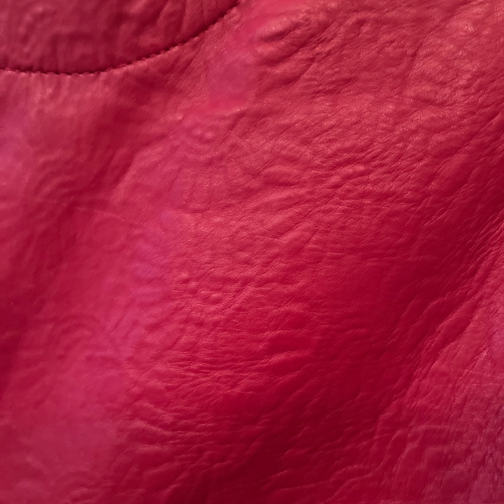 Maje Red Cropped Leather Jacket - Picture 3 of 4